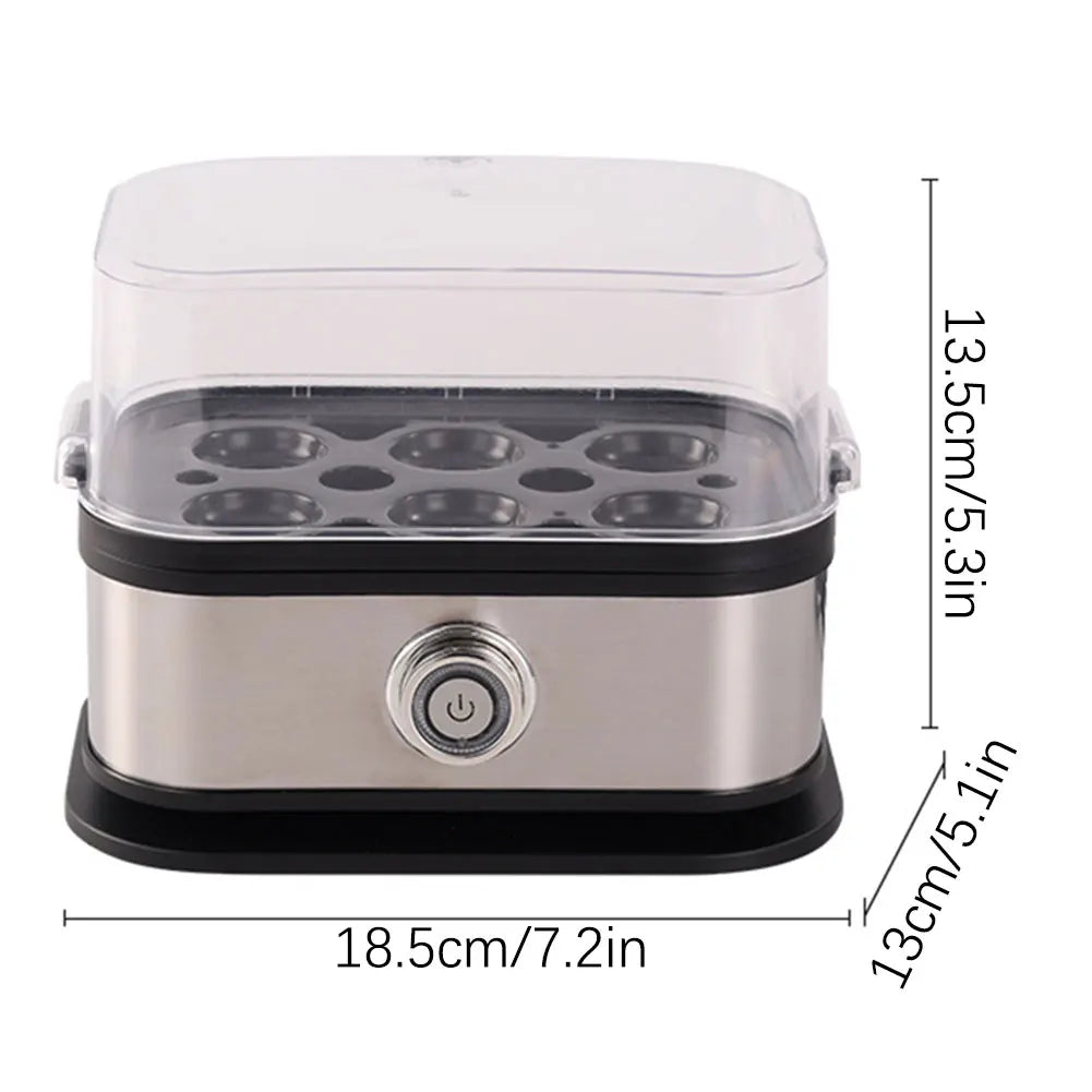 "200W Stainless Steel Smart Egg Cooker – 6 Egg Capacity, Mini Portable Egg Steamer with Auto Shut-Off for Easy Cooking"