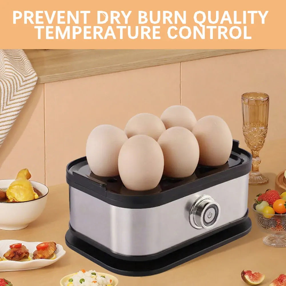 "200W Stainless Steel Smart Egg Cooker – 6 Egg Capacity, Mini Portable Egg Steamer with Auto Shut-Off for Easy Cooking"
